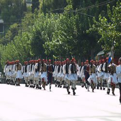 From the Presidential Guards Barracks to the Square entails a short march
