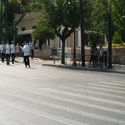 From the Presidential Guards Barracks to the Square entails a short march