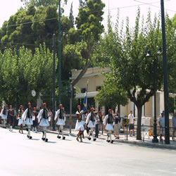 From the Presidential Guards Barracks to the Square entails a short march