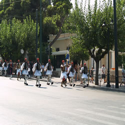 From the Presidential Guards Barracks to the Square entails a short march