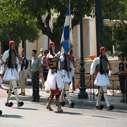 From the Presidential Guards Barracks to the Square entails a short march