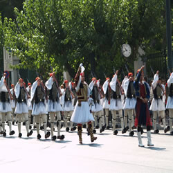 From the Presidential Guards Barracks to the Square entails a short march