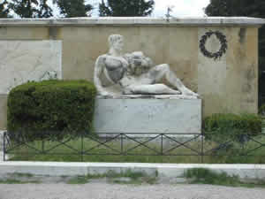 part of the memorial thoughtfully spray painted by indigent no-good-niks - lets spray paint that sukka