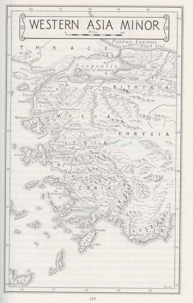 Map Dodecanese Islands and Western Asia Minor