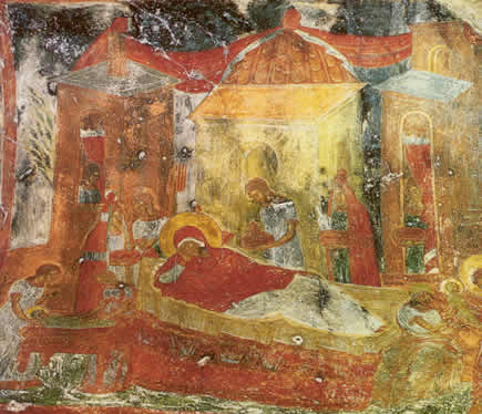 just one of the well preserved frescos at mystras