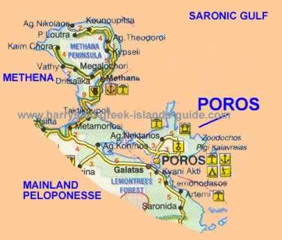 poros island greek island guide map description holiday vacation trip