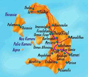 map of santorini - click for the guide with plenty more maps