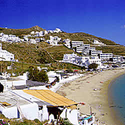 a beach with resort