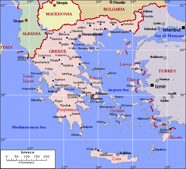 car rental map greece