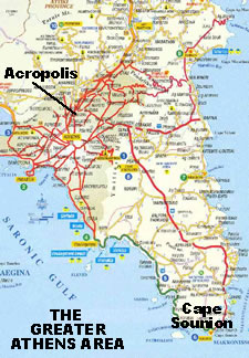 map greater athens area to cape sounion rafina lavrion