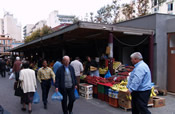 the vegitable market is across the street