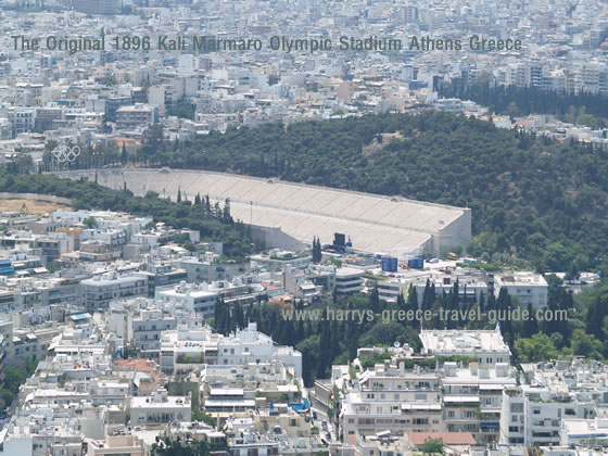 the Temple of original Athenian Olympic Stadium as seen from Mt. Lykabettus