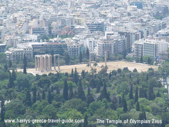 the Temple of Olympian Zeus as seen from Mt. Lykabettus
