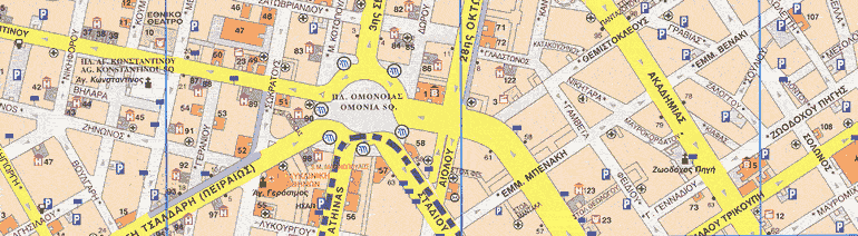 Click to see Larger - map Omonia Square Athens Greece