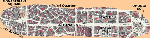 CLICK LARGER athens greece center omonia square athinas street monastiraki square map