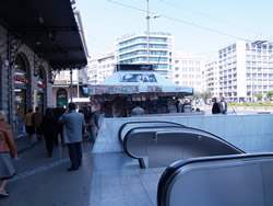 Omonia Squares escalators ejaculate one 

on to the pavement