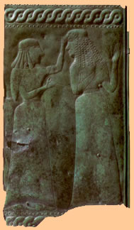 Clytemnestra kills Cassandra the seer - argos museum bronze plaque