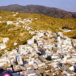 overlooking the town