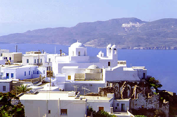 view of port and Paros across