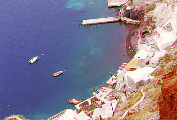 a view straight down to the sea