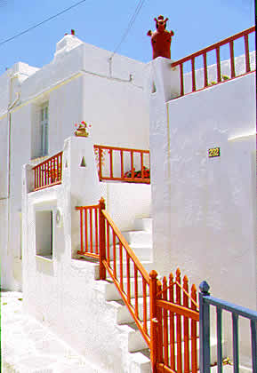 stairs with red railing