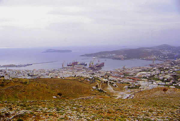 a veiw of Syros main harbor