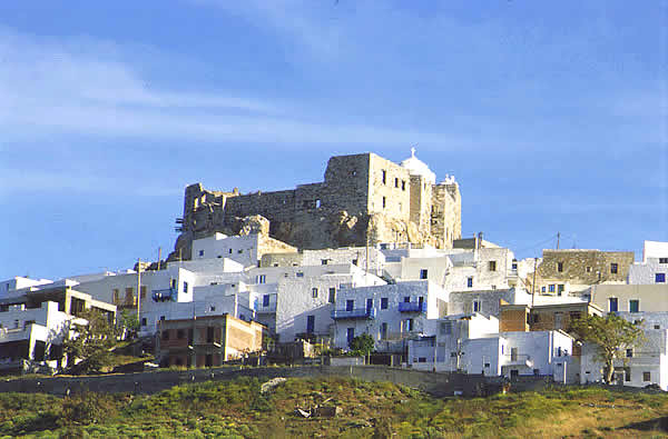 the kastro or castle towers above the village