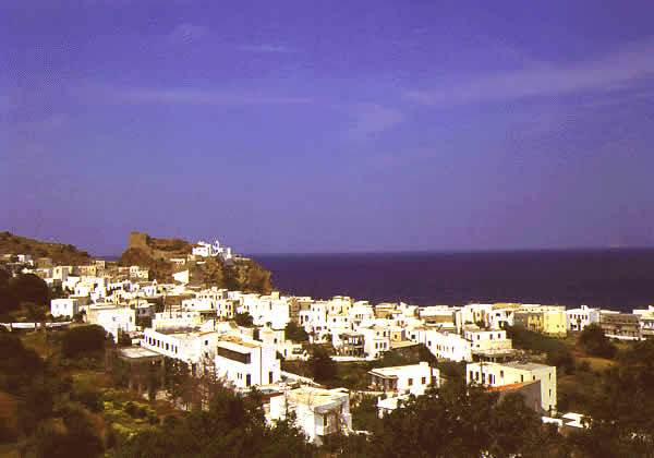 view of port with castle on left