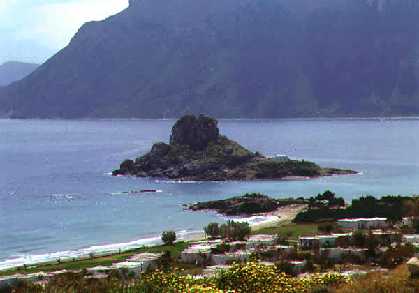 islet offshore with tower