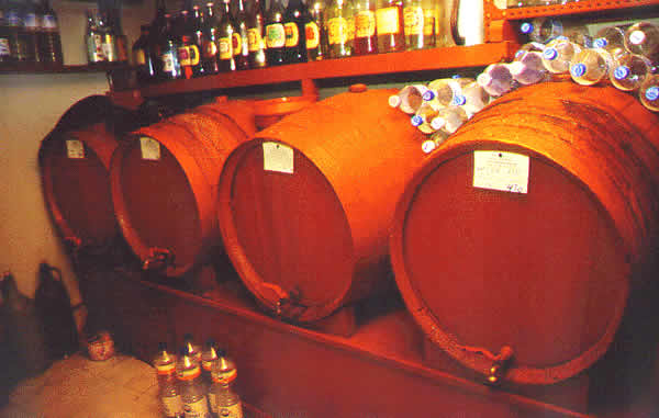 barrel wine in a cava