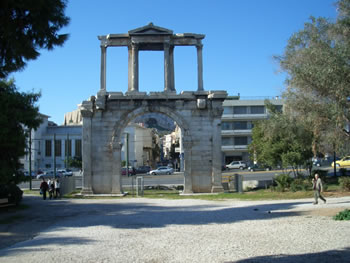 hadrians arch from across the street to avoid power lines