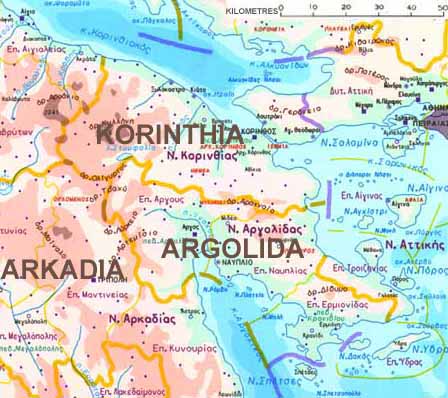 map korinths position astride isthmus